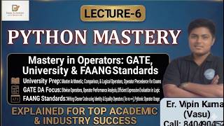 Lecture 6 | Python Operators Mastery | Zero to Hero 12 months Free Data Science Course in Hindi