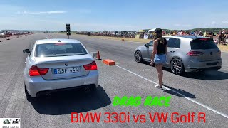 BMW 330i vs VW Golf R drag race 1/4 mile ?? - 4K UHD