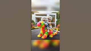 kucing lucu tertawa melihat gummy ular ulat binasaurus warna warni #catcute #funny #shorts