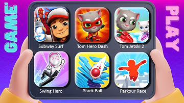 Subway Surf, Tom Hero Dash, Tom Jetski 2, Swing Hero, Stack Ball, Parkour Race | Gameplay 66329