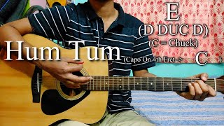 Video thumbnail of "Hum Tum | Alka Yagnik, Babul Supriyo | Guitar Chords Lesson+Cover, Strumming Pattern, Progressions.."