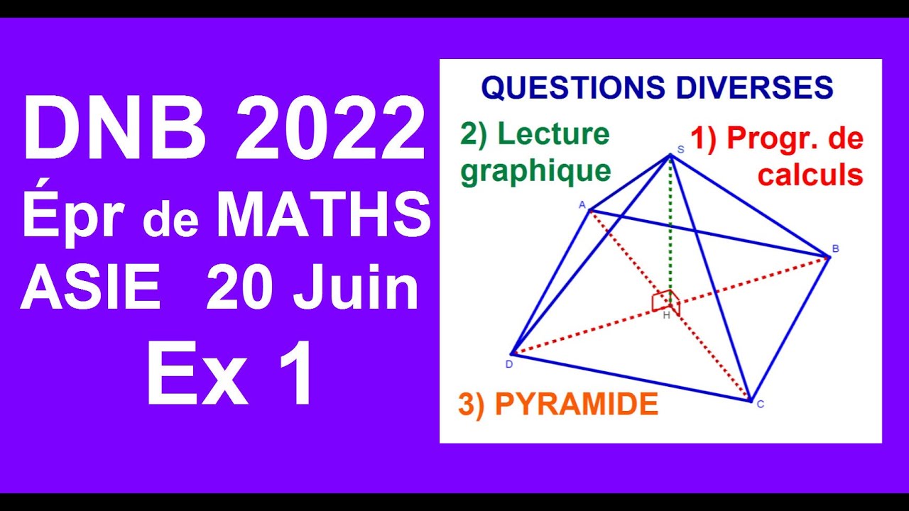 BREVET Maths 2022 ASIE Corrigé de Ex 1 (questions diverses) - YouTube