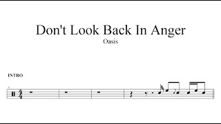 Oasis-Don't Look Back In Anger | Drum Sheet Music 🥁🎵