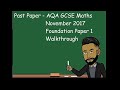 AQA GCSE MATHS NOVEMBER 2017 Foundation Paper 1 (Non Calculator) Walkthrough