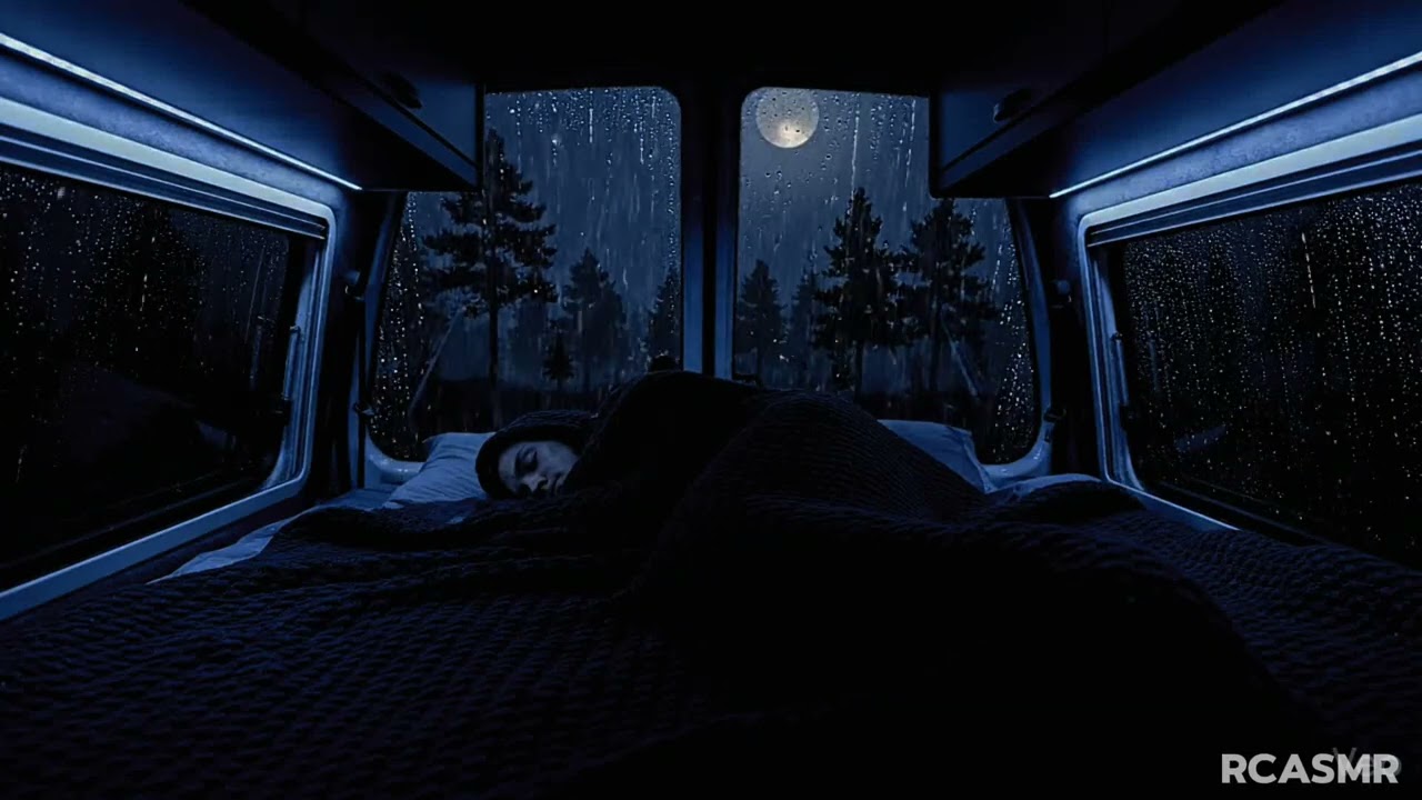 🌧️RELAXING HEAVY RAIN AT NIGHT | Camper Van Sleep Ambience (3 Hour)