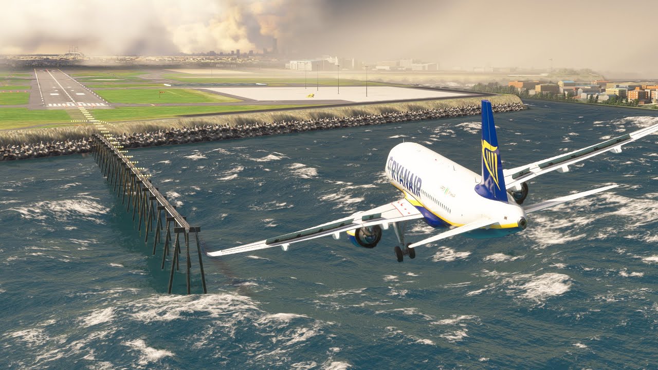 BAD WEATHER!! Hard Landing RYANAIR Airbus A320 Neo