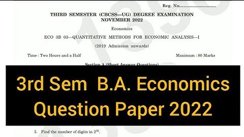 QUANTITATIVE METHODS FOR ECONOMIC ANALYSIS - 1       |     3rd Sem   B.A. Economics    2022 #calicut