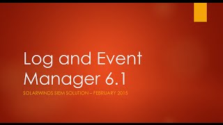 Log and Event Manager Demo Profile