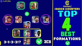 Top 4 Quick Counter (3CB) Formations in efootball 2023 Mobile 🔥424 available!? 🤔 | @balondorgames