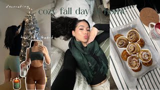 cozy fall day living alone ☕️ | healthy habits, yoga, christmas decor, bake with me