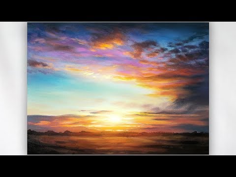 Painting A Realistic Sunset In Acrylics Youtube