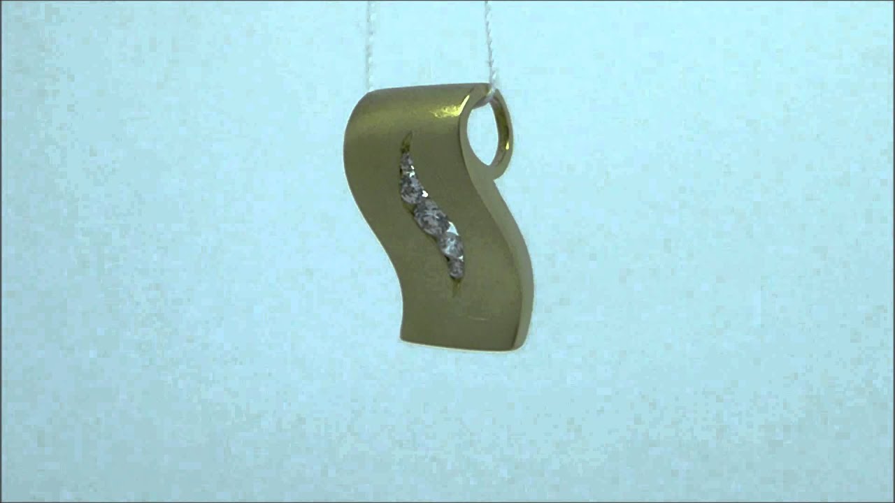 sehr schöner Anhänger 333 Gold mattiert mit Zirkonia 17,5x8,8 mm 10176