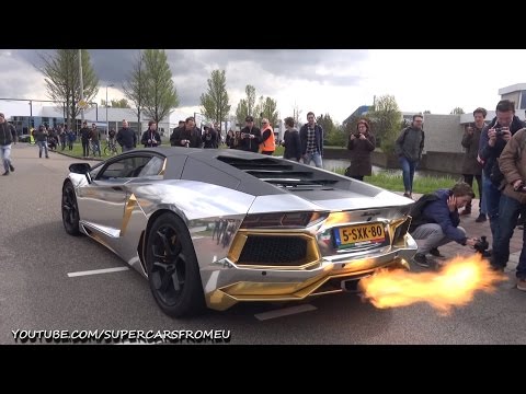 Lamborghini Aventador with Capristo Exhaust spitting HUGE FLAMES!!!