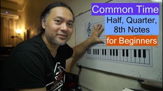 4/4 Time Signature or Common Time  counting quarter notes, 8th notes and half notes