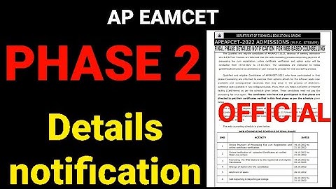 AP EAMCET 2022 SECOND PHASE DETAILED NOTIFICATION|SEAT ALLOTMENT|#apeamcet2022 #eamcet2022 #eamcet