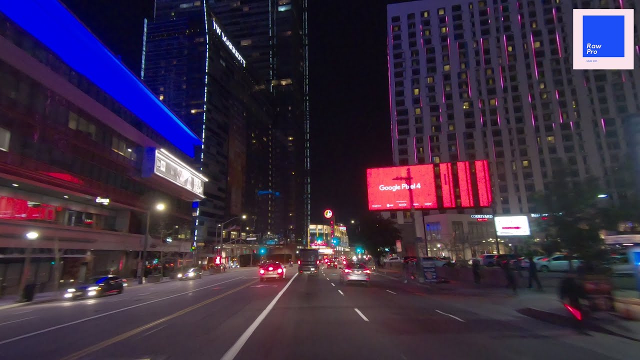Downtown LA Night - Olympic Boulevard - 4K Driving