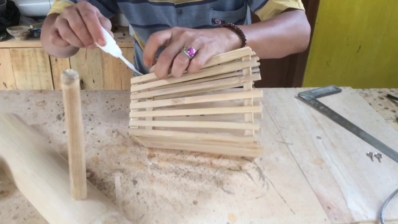 Kerajinan dari Bambu || Model Lampu Dinding Gantung