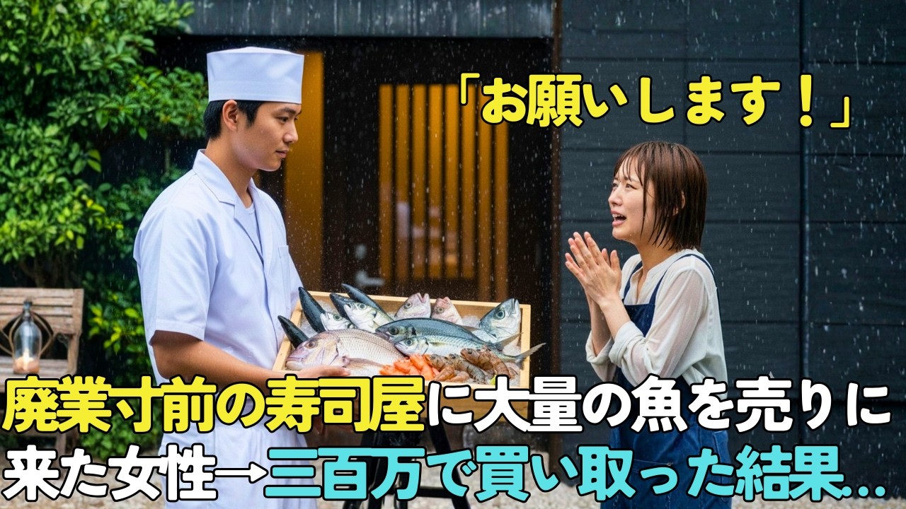 廃業寸前の寿司屋→雨の日、大量の魚を押し売りに来た母親「新鮮な魚なんです」50ケース300万円で買い取った結果【感動する話】
