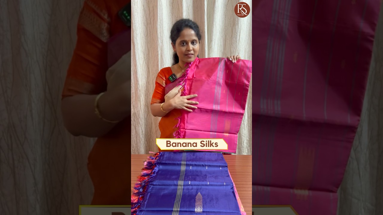 Banana silk sarees in elegant color combinations. WhatsApp 9100062127 