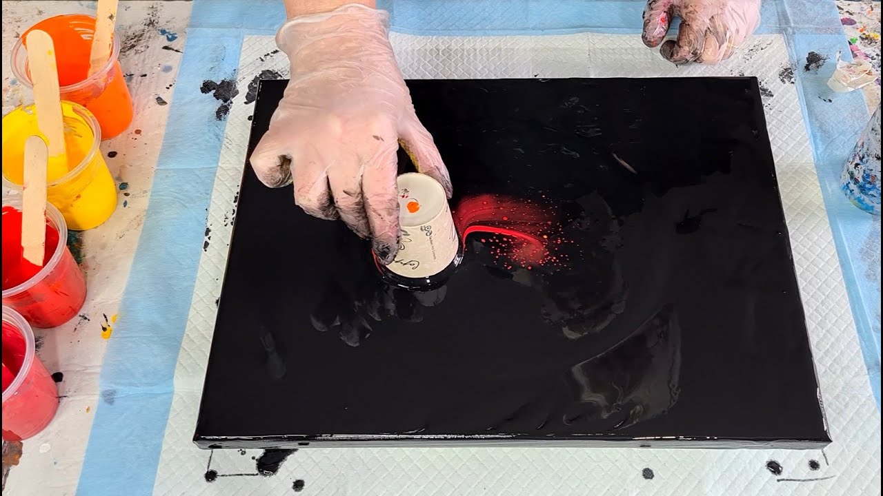 #1214 'Meteor' Floating Flip Cup Acrylic Pour - YouTube