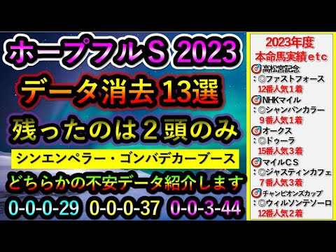 ホープフルステークス2023 【消去データ13選】 シンエンペラー・ゴンバデカーブースのどちらかに不安データ 残ったのは2頭のみ