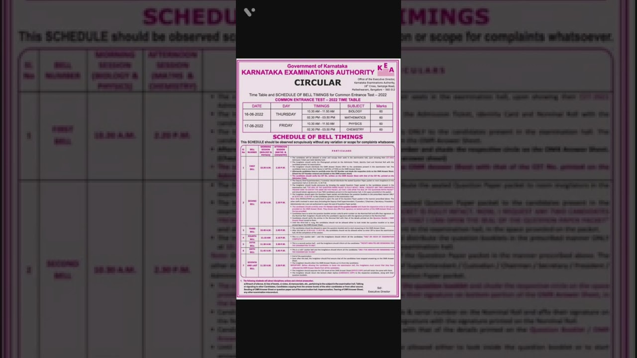 Karnataka Examination Authority Circular/ Kcet 2022💥