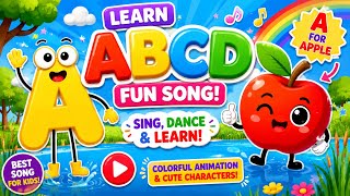 ABCD Song for Kids | Learn Alphabet A to Z with Fun Animations & Cute Animals 🍎🐶
