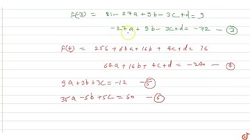 Let `f(x)` be a fourth degree polynomial with coefficient of `x^4` is 1 is such that `f(-1) =