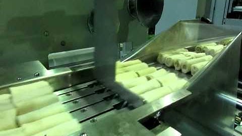 [Hopak Machinery] 600 3VD Spring Roll and Blini Packaging in Flow Wrapper