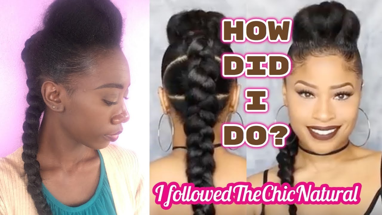 I Tried Following A Thechicnatural Hair Tutorial Dope 3 Pony Braided Style Youtube