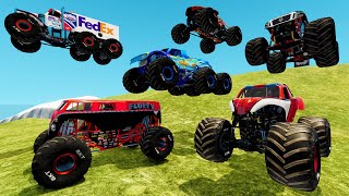 Insane Jam Backflips, Freestyle, \& Racing with Monster Trucks Crashes