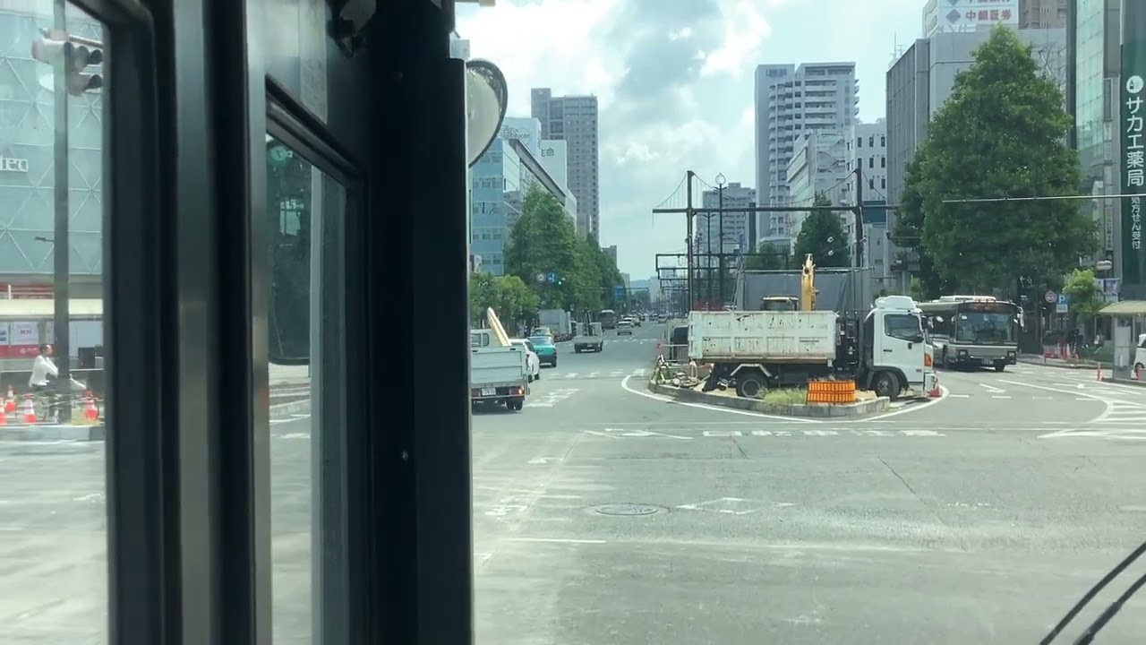 岡電バス前面展望　天満屋→岡山駅→平田旭川荘