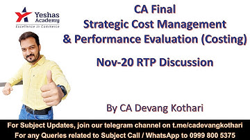 Nov 20 RTP || CA Final Costing (SCMPE) || By CA Devang Kothari