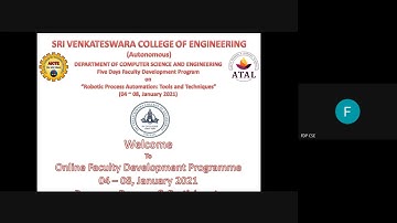 AICTE - ATAL FDP -CSE-SVCE Inaugural Function and Day 1 and 04 01 2021   session 1