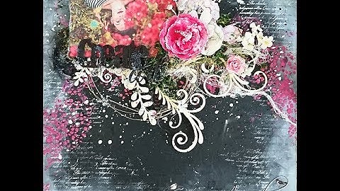 Tutorial mixed media layout "create art". Kora projects.