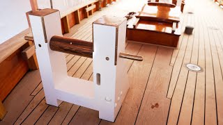 Bowsprit Step / Turning Lignum Vitae on a lathe