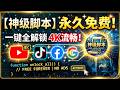【神级脚本】永久免费!一键全解锁谷歌/脸书/TikTok/YouTube 4K!