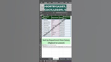 How to Sort Data with the SORTBY Function in Excel || in 30 Seconds only #shorts