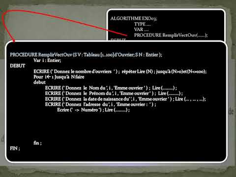 MI S2 la programation modulaire (procedures et fonctions) sur les tablea...