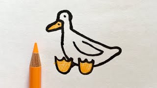 Tatlı Ördek Çizimi, nasıl ördek çizilir? Kolay sevimli çizimler, çizim dünyası