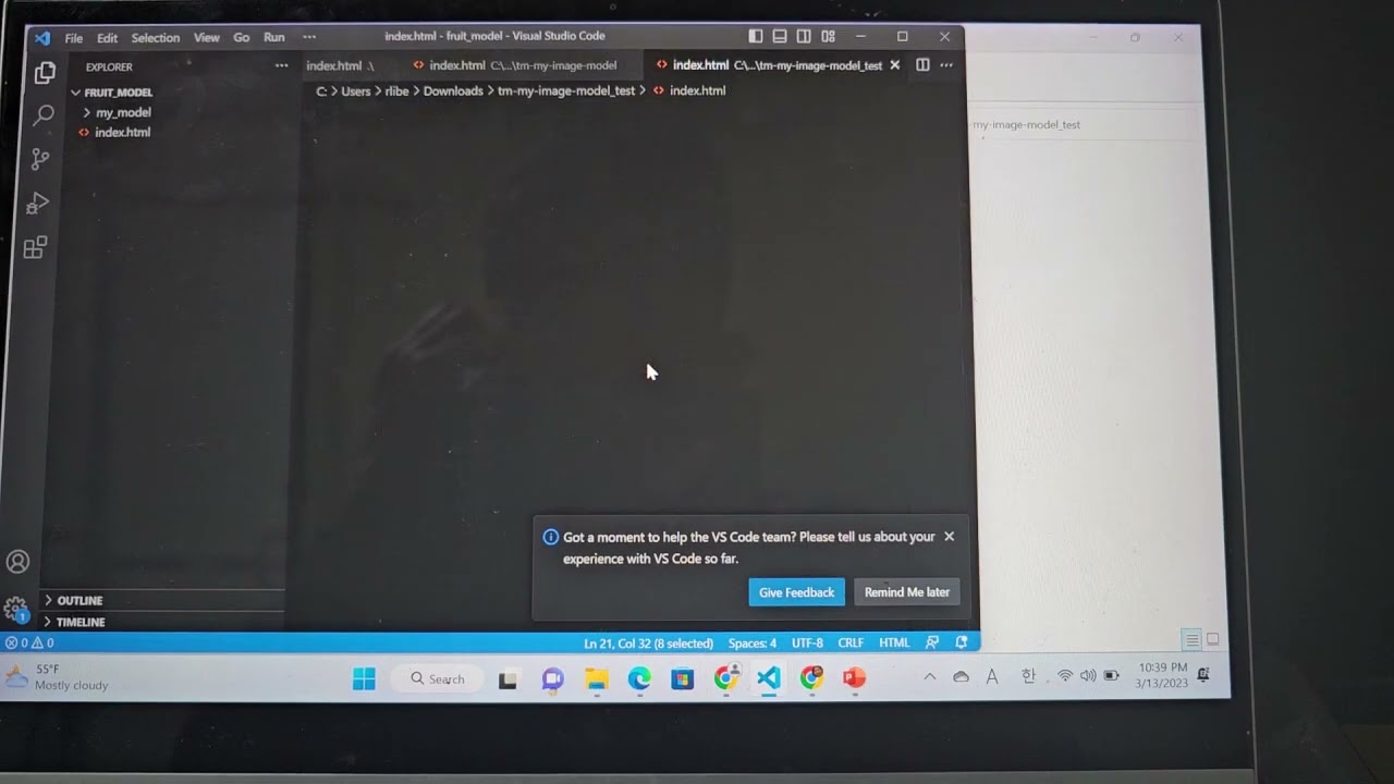 how to export my model in teachable machine