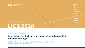 F5.B — Descriptive complexity of real computation and probabilistic independence logic