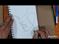 How to draw a female face  single line drawing  female portrait