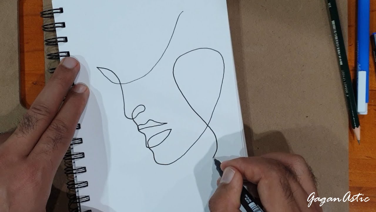 How To Draw A Female Face || Single Line Drawing || Female Portrait -  Youtube