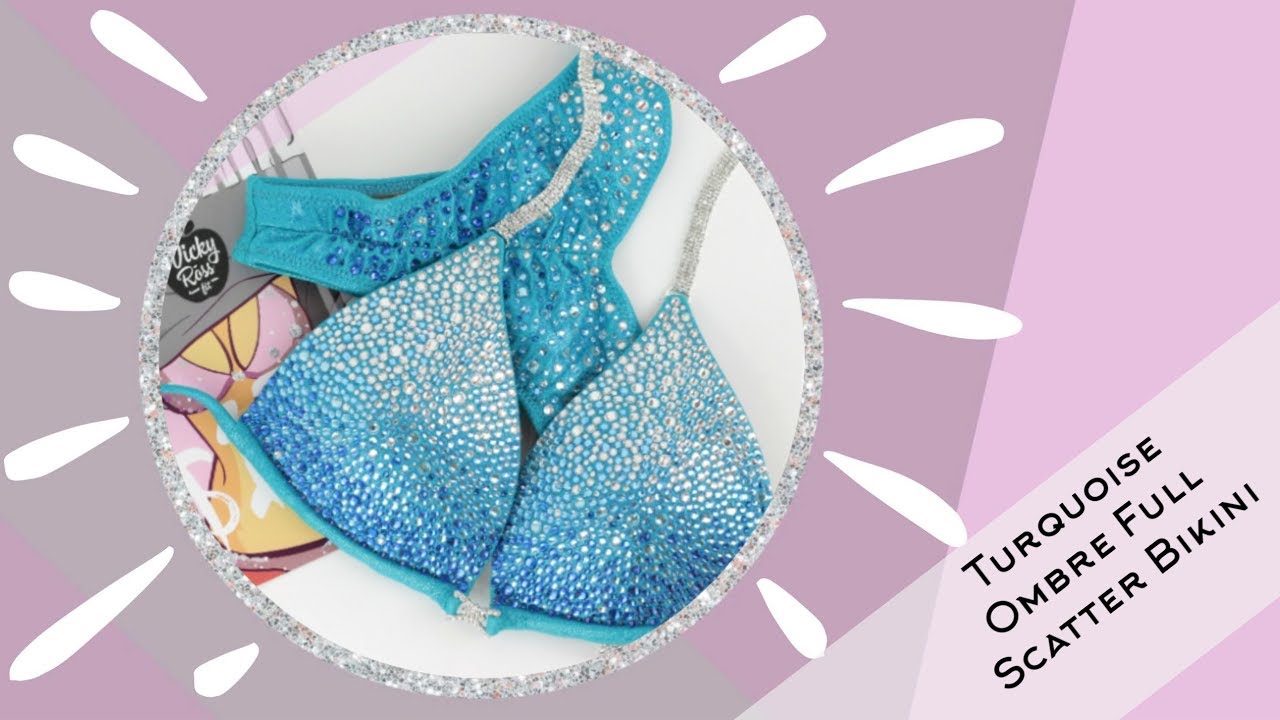 Crystal Competition Bikini Suit | Vicky Ross Fit Turquoise Ombre Full Scatter Bikini