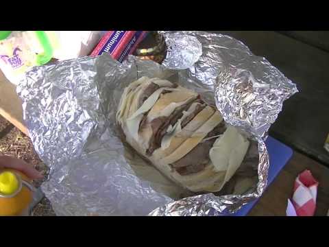Campfire Aluminum Foil Sandwiches! Roast Beef and Provolone.