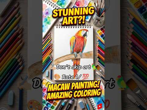 Realistic Macaw Parrot Drawing 🦜🎨 | Color Pencil Art #shorts