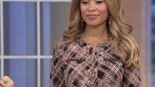 Susan Graver Printed Liquid Knit Shirt with Zipper Pockets on QVC