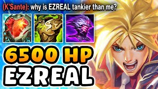 I built TANK on Ezreal Top and it's a Literal Cheat Code (6500  HP, 1V5 MOST DAMAGE, UNKILLABLE)
