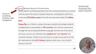 OCR GCSE Geography B paper 2 exam question answered: the Global influence of UK media exports